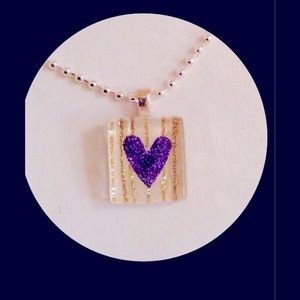 Sparkly Purple Heart with Gold NWOT